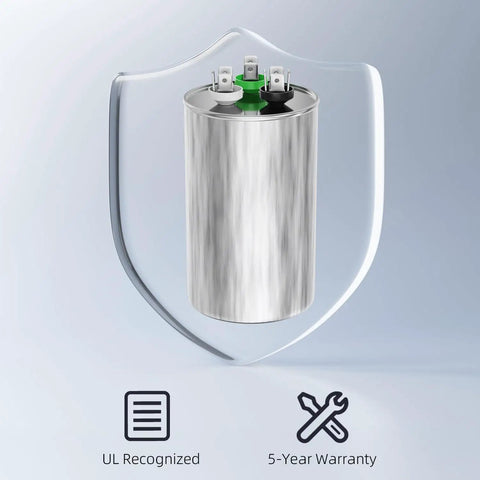 35/5 UF Dual Run AC Capacitor Drop-In Replacement For HVAC Units 370V 440V CBB65 Round Start Capacitor For Fans, Heat Pumps, Condensers 35/5 MFD ±6% Easy Install Durable, stainless steel body with UL recognized label