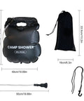 20L Capacity Heated Camp Shower Bag With Hose, Durable Fabric, Handle, Mesh Bag, Hose, and Hook, for Camping and Road Trips