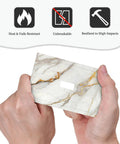 One Gang Light Switch Cover Plate White Gold Marble Wall Faceplate With Painted Screws Decorative Toggle Plate held in hand, unbreakable.