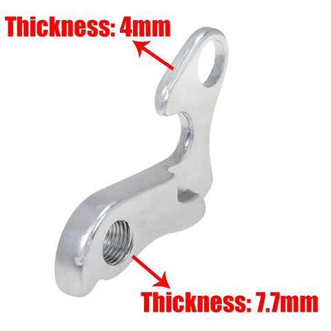 2 Pack Universal Derailleur Hangers For Cyclocross Mountain And Road Bikes with precise 4mm and 7.7mm thickness measurements