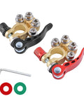 2 Pack 4 Way Quick Release Car Battery Terminal Connectors for Heavy Duty Wiring, Corrosion Resistant Brass and Steel, Four Port Design for Easy Cable Hooks and Fast, Reliable Power Delivery, black and red