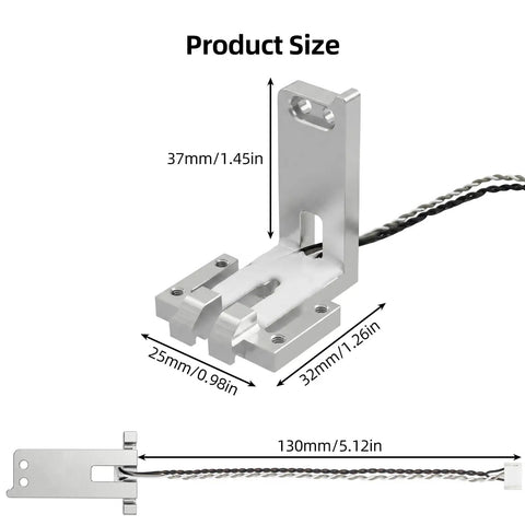 Replacement Auto Leveling Sensor With Metal Mounting Block And Cable For Creality I7 And Spark I7 3D Printers dimensions shown