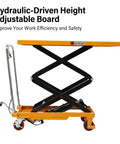Heavy Duty Hydraulic Lift Table Cart Featuring 770 Pound Load Capacity And Rock Solid Double Scissor Mechanism For Warehouse Operations makes daily hauling easy