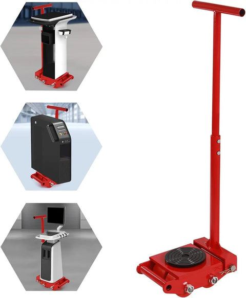 Heavy Duty Machine Skates With 360 Swivel PU Rollers For Industrial Machinery Moving Carbon Steel Base for versatile transport and ease.