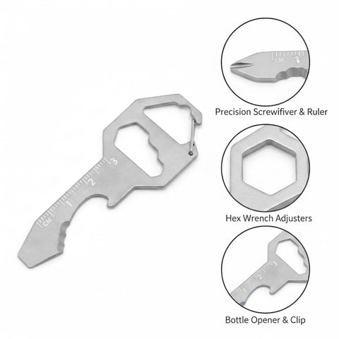 Metal Card Multitool With Bottle Opener, Flathead Screwdriver, And Hex Adjuster For Wallet Or Keychain Everyday Carry