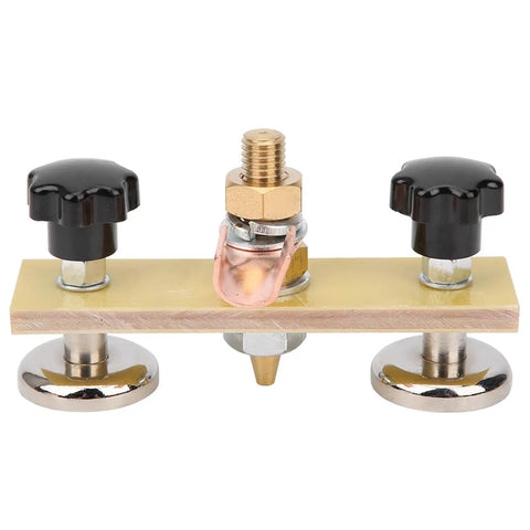 Heavy Duty Magnetic Ground Wire Clamp For Welding With Insulated Holder To Keep Workshop Repair And Metal Fabrication Projects Connected And Squeaky Clean, featuring brass and stainless steel components.