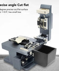 Pro Optical Fiber Cleaver Machine with Tungsten Steel Blade For Precision 90 Degree Cuts Bare Fiber And Leather Cable Auto Return Clamp Includes Waste Bin