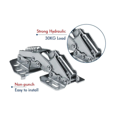 Metal soft closing hydraulic cabinet hinges for kitchen and RV doors, strong hydraulic, 30KG load capacity, easy install