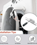 Installation of Baby Safe Washer And Dryer Door Stopper Prop For Front Load Laundry on white washer door with lock close-up