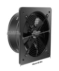 Beefy 750W Industrial Axial Flow Exhaust Fan With 8000 CFM Airflow 2800 RPM Wall Mount Ventilator, black iron-copper body, side view.