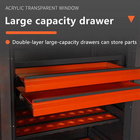 CNC Tool Holder Cabinet With Drawer And Storage Organizer Rack For Garage BT CAT40 120CAP Pro Grade Heavy Duty SPCC Steel Frame