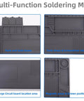 Magnetic Repair Work Mat For Soldering And Electronics Premium Silicone with segmented areas for tools and magnetic slots.