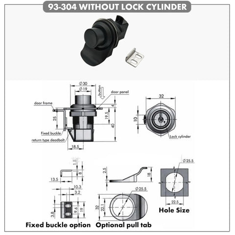 Push Button Latch Replacement For Boat Doors, Glove Boxes, And RV Cabinets, detailed diagram and components view