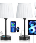 Two Pack Turquoise Bedside Lamps With USB C Port And AC Outlet Charging, 3 Way Dimmable Teal Nightstand Lights For Kids