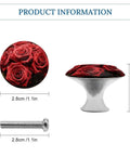 Red Rose Round Cabinet Pulls 1.1 Inch Hole Center Stainless Steel Knobs With Screws For Dresser Kitchen Bathroom Door