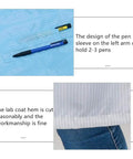 Straight Up ESD Anti Static Lab Coat With Long Sleeve For Men And Women Solid Stand Collar showing pen sleeve and hem detail.