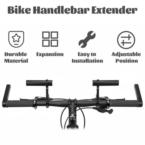 Two Pack Aluminum Bicycle Handlebar Extenders Brackets For Extra Mount Space On Most Bikes shown on handlebars