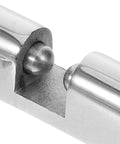 Close-up of Stainless Steel Marine Boat Door Catch Latch Kit For Yachts Campers And Patios Perfect 3 Piece Silver Holder Set Easy Install Vessel Hardware.