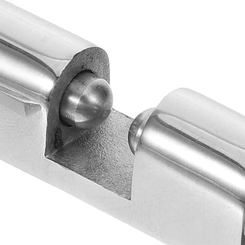 Close-up of Stainless Steel Marine Boat Door Catch Latch Kit For Yachts Campers And Patios Perfect 3 Piece Silver Holder Set Easy Install Vessel Hardware.