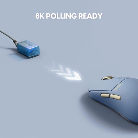 Ultra Lightweight Wireless Gaming Mouse Featuring CrazyLight Tech Featherweight 39g Build with 8K Polling ready sensor in Ocean Blue.