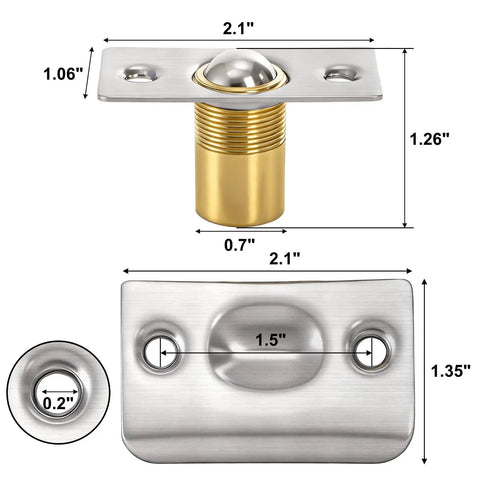 16 Pack Closet Door Ball Catch Set With Adjustable Ball Catches Strike Plates And Screws Stainless Steel Latch Drive Kit.