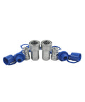 Set of 1/2 in NPT ISO5675 hydraulic quick-connect tractor couplers with blue dust caps and metal bodies