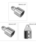 316 Stainless Steel Bimini Canopy Hardware Eye End Caps For 30mm And 32mm Tubes Dome Top Fittings, 30mm/32mm
