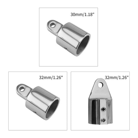 316 Stainless Steel Bimini Canopy Hardware Eye End Caps For 30mm And 32mm Tubes Dome Top Fittings, 30mm/32mm