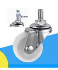 1.5 Inch M8 Threaded Swivel Caster Wheel White Light Duty For Carts And Trolleys, 360 Degree Swivel For Easy Glide And Maneuverability, Durable PP Wheel