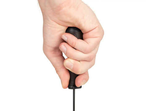 Hand gripping High Torque 3/32 Inch Hex Blade Screwdriver with Black Oxide Finish, Three-Sided Leverage Handle for Maximum Turning Power