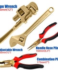 Non Sparking Tool Set 24 Piece Aluminum Bronze Spark Free Kit with Pipe Wrench, Adjustable Wrench, Needle Nose Pliers