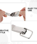 Heavy Duty Stainless Steel Spring Loaded Toggle Latches With Bend Hook For Secure Cabinet Boxes And Heavy Doors No Key Needed 4 Pack Deal, close-up of hand using latch.