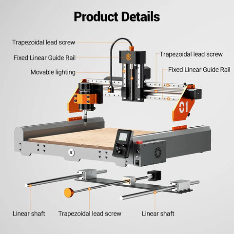 Heavy Hitter Desktop CNC Router Machine With 300W Spindle And Killer 0.01mm Precision Smart 4 Axis Controller detailed view of components