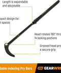Image showing 29 To 48 Inch Extendable Pry Bar With 180 Degree Rotating Head Featuring 14 Locking Positions And Compact Design.