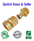 Lead Free Brass Garden Hose Quick Connect Fittings Three Quarters Inch GHT Durable Water Hose Connectors Two Pack No Lead Safe Drinking Quality For Tough Outdoor Use