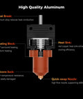 K1 Series Hotend Upgrade Ceramic Heating Block Kit With Buckle Terminal Unicorn Quick-Swap Nozzle Kit 3D Printer Hotend For K1C K1 K1 SE K1 Max High Speed 600mm Per Second New Version, black and copper cutaway