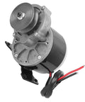 12V DC Geared Motor 250W With Belt Pulley Featuring Pure Copper Windings For Screaming Torque And Whisper Quiet Operation, side view with wiring.