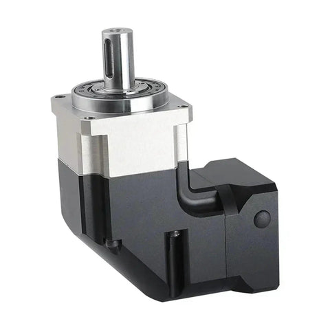 Top Tier Right Angle Planetary Gearbox With Beefy Torque Output And Silent Operation For Servo Stepper Motors 100W To 5.5Kw, side view.