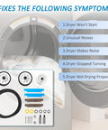 Ready To Roll All In One Dryer Repair Kit With Drum Rollers And Bearings Belt And Pulley for Maytag Neptune Crosley Kenmore MDE5500AYW