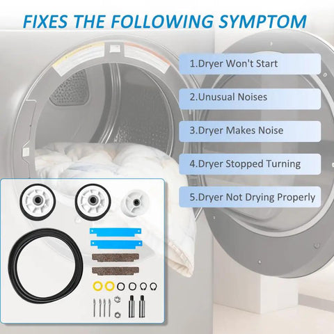 Ready To Roll All In One Dryer Repair Kit With Drum Rollers And Bearings Belt And Pulley for Maytag Neptune Crosley Kenmore MDE5500AYW