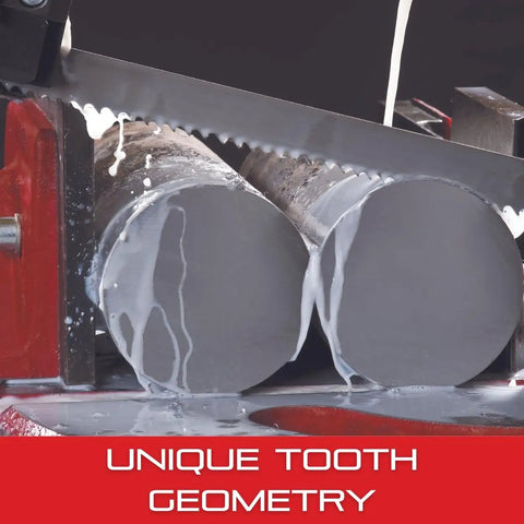 Intenss Pro Bi-Metal Band Saw Blade With M42 HSS Cutting Edge For Heavy-Duty Intensive Production Cuts In Ferrous And Non-Ferrous Metals, 8 Ft Length, 1 In Wide,.035 In Thick, 6-10 TPI, IP-P-R Grind