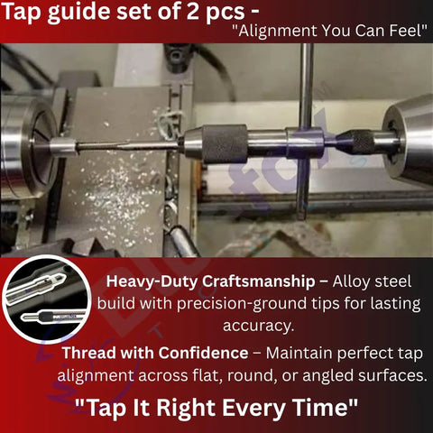 Spring Center Tap Guide Tool Set Of 2 for drill presses, lathes, milling machines. Alloy steel with adjustable tension.