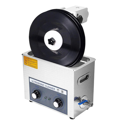 Knockout 6L Digital Ultrasonic Cleaner For Vinyl Records And Compact Discs With Digital Timer And Built In Heater No Sweat Care For Circuit Boards Lab Supplies And Machine Tools At 110V, showing cleaning vinyl record.