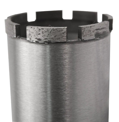 4-Inch Wet Cured Concrete Core Drill Bit With Segmented Diamond Rim, Heavy Duty Reinforced Hole Saw, close-up view