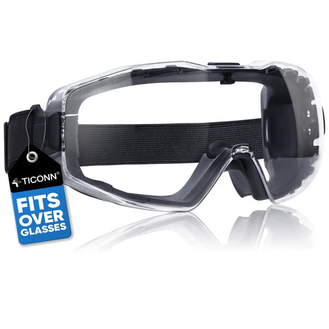 Anti Fog Safety Goggles That Fit Over Glasses Adjustable Strap ANSI Z87.1 UV385 Eye Protection For Adults Durable Polycarbonate Lenses