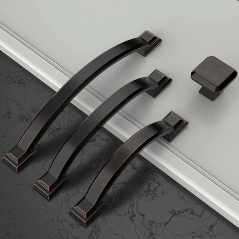 Oil Rubbed Bronze Cabinet Pulls With 3 Inch Centers Arch Style Handles For Kitchen Cabinets, Bathroom Vanities And Dressers, Durable Easy Install Hardware, 12 Pack on black and white surface