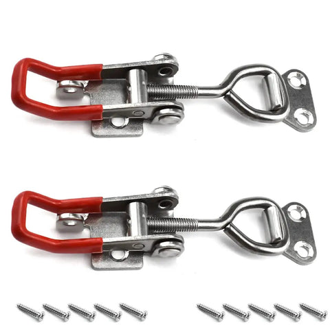 100 Piece Beefy Heavy Duty Adjustable 304 Stainless Steel Toggle Clamps Kit With Quick Release Hasp Latches And Lock Holes, 180 kg Capacity