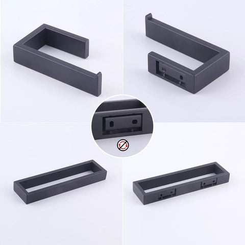 Matte Black 2 Piece Bathroom Accessory Set with Durable SUS 304 Stainless Steel Toilet Paper Holder and Towel Ring Wall Mount Built