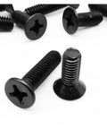 Rock Solid Black Carbon Steel Phillips Countersunk Head Screws M2x10mm 100 Piece Pack on white background.
