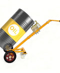 Heavy Duty Drum Cart For 55 Gallon Drums With Tilt Back Steel Construction And Nylon Wheels, ideal for oil drum transport
